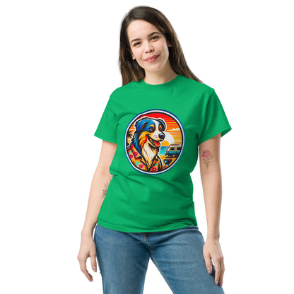 "Dogs On Vacation"-Kollektion - Australian Shepherd #5 (Tricolor) - Klassisches Unisex-T-Shirt - 13 verschiedene Farben