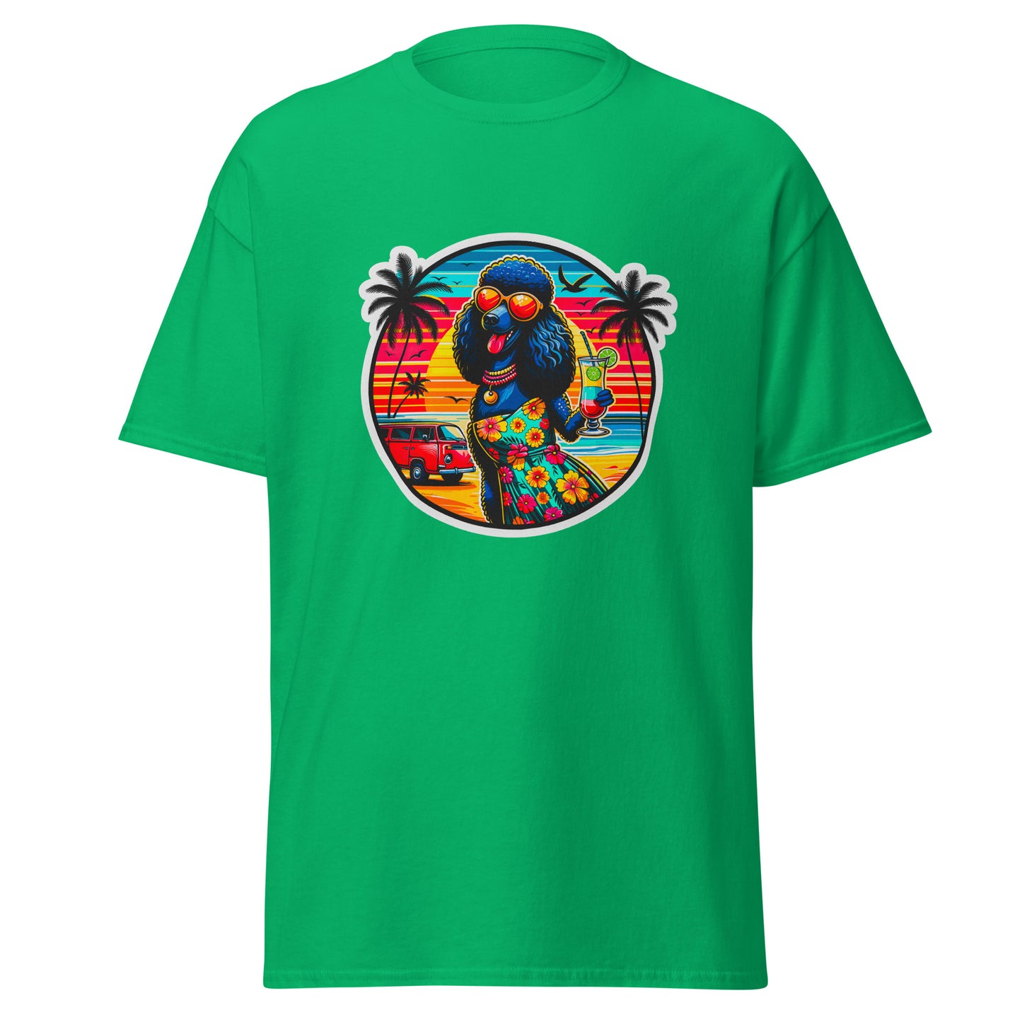 "Dogs On Vacation"-Kollektion - Schwarzer Großpudel (female) - Klassisches Unisex-T-Shirt - 13 verschiedene Farben