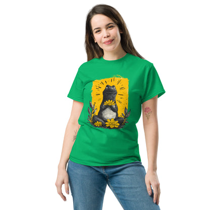 "YELLOW!" - Meditating Dino - Klassisches Unisex T-Shirt - in 4 Farben