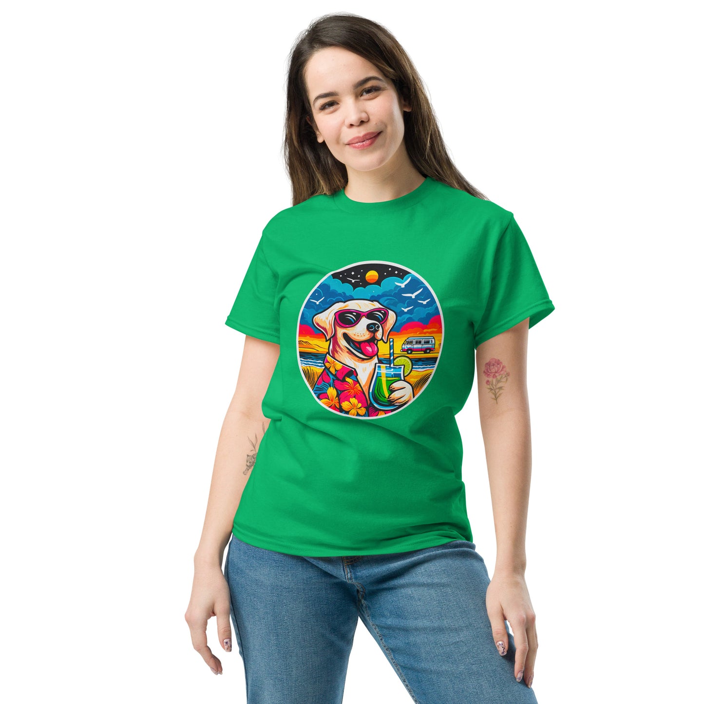 "Dogs On Vacation"-Kollektion - White Labbi - Klassisches Unisex-T-Shirt - 13 verschiedene Farben