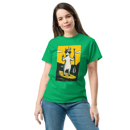 "YELLOW!" - Unicorn on a SUP! - Klassisches Unisex T-Shirt - in 4 Farben