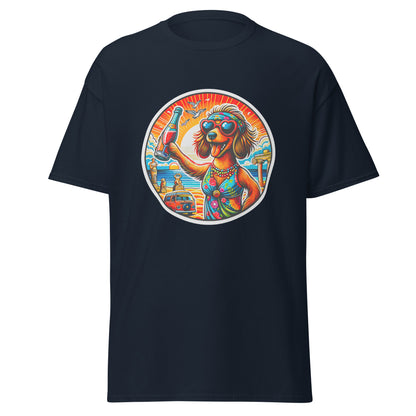 "Dogs On Vacation"-Kollektion - Dackel (female) - Klassisches Unisex-T-Shirt - 13 verschiedene Farben