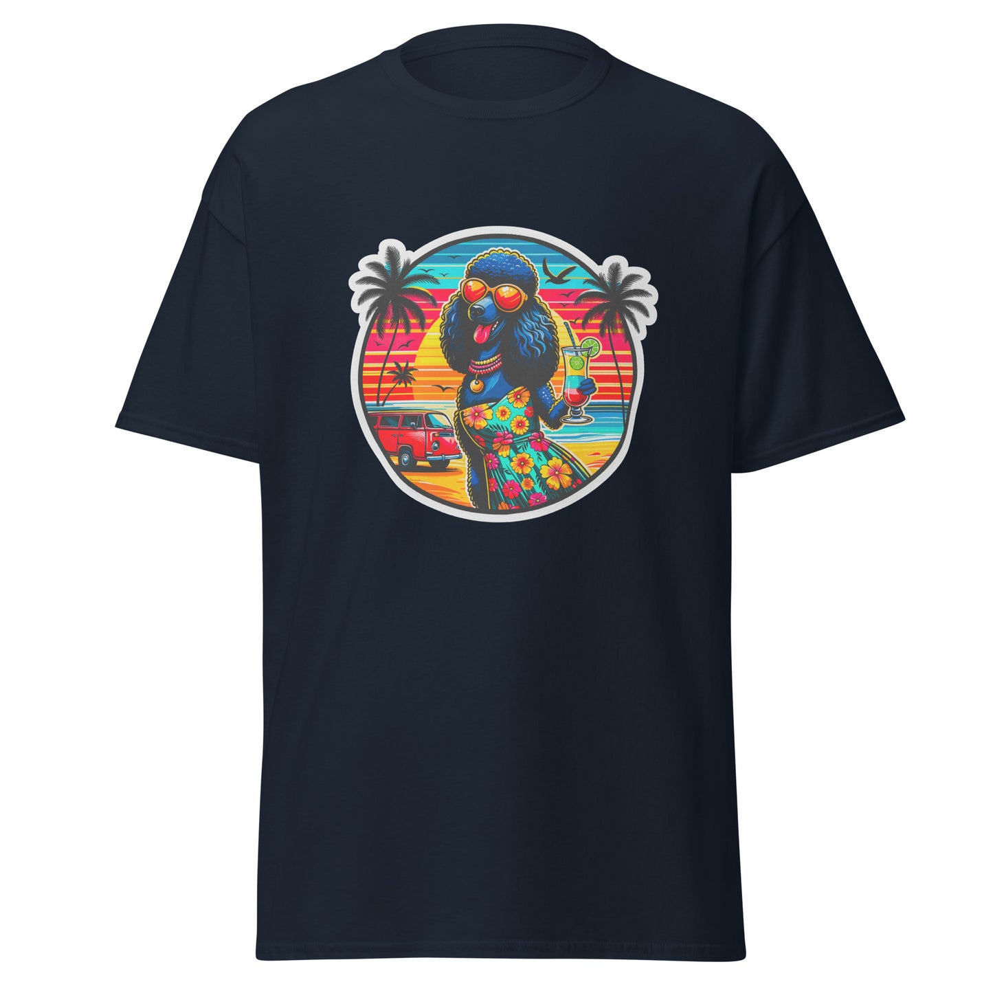 "Dogs On Vacation"-Kollektion - Schwarzer Großpudel (female) - Klassisches Unisex-T-Shirt - 13 verschiedene Farben