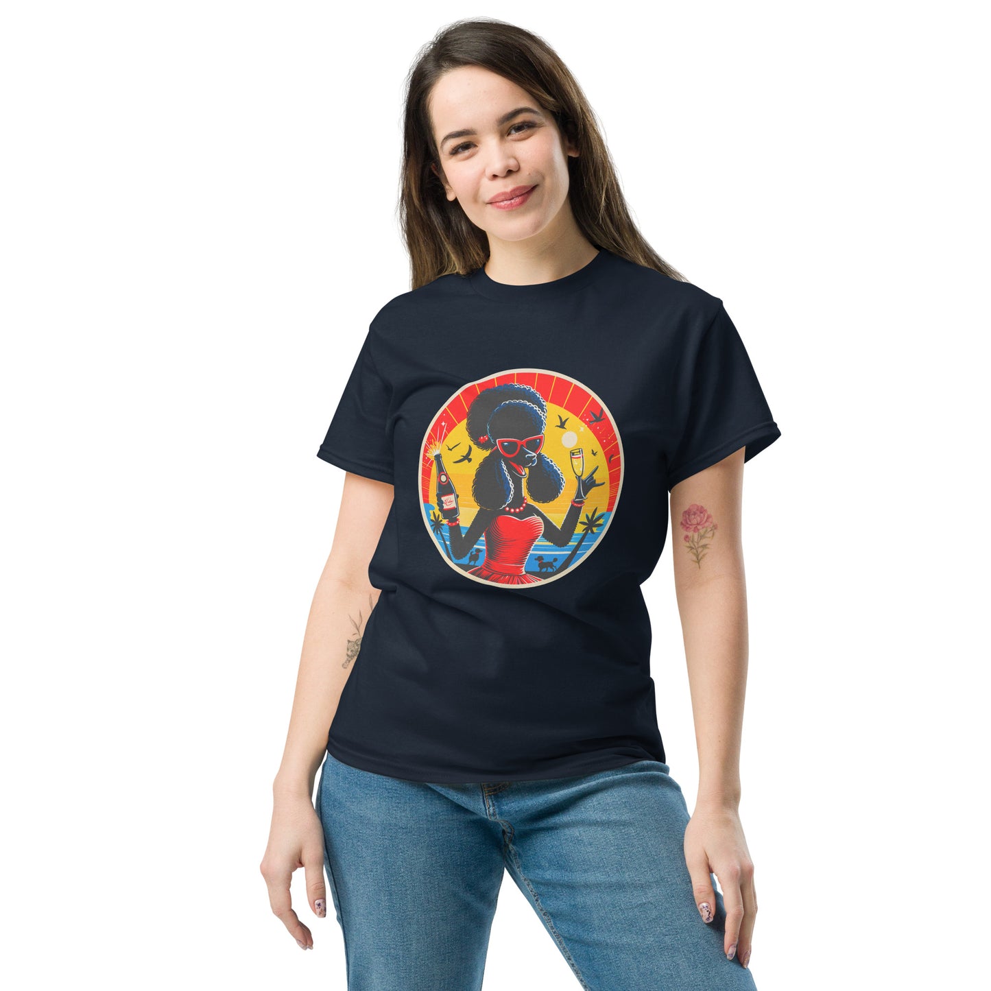 Klassisches Unisex T-"Dogs On Vacation"-Kollektion - Black Royal Poodle (female) #2 - Klassisches Unisex-T-Shirt - 13 verschiedene Farben