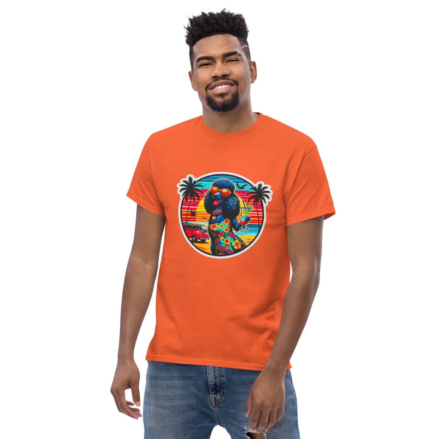 "Dogs On Vacation"-Kollektion - Schwarzer Großpudel (female) - Klassisches Unisex-T-Shirt - 13 verschiedene Farben