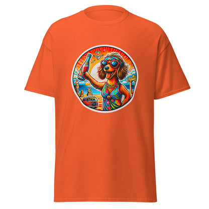 "Dogs On Vacation"-Kollektion - Dackel (female) - Klassisches Unisex-T-Shirt - 13 verschiedene Farben