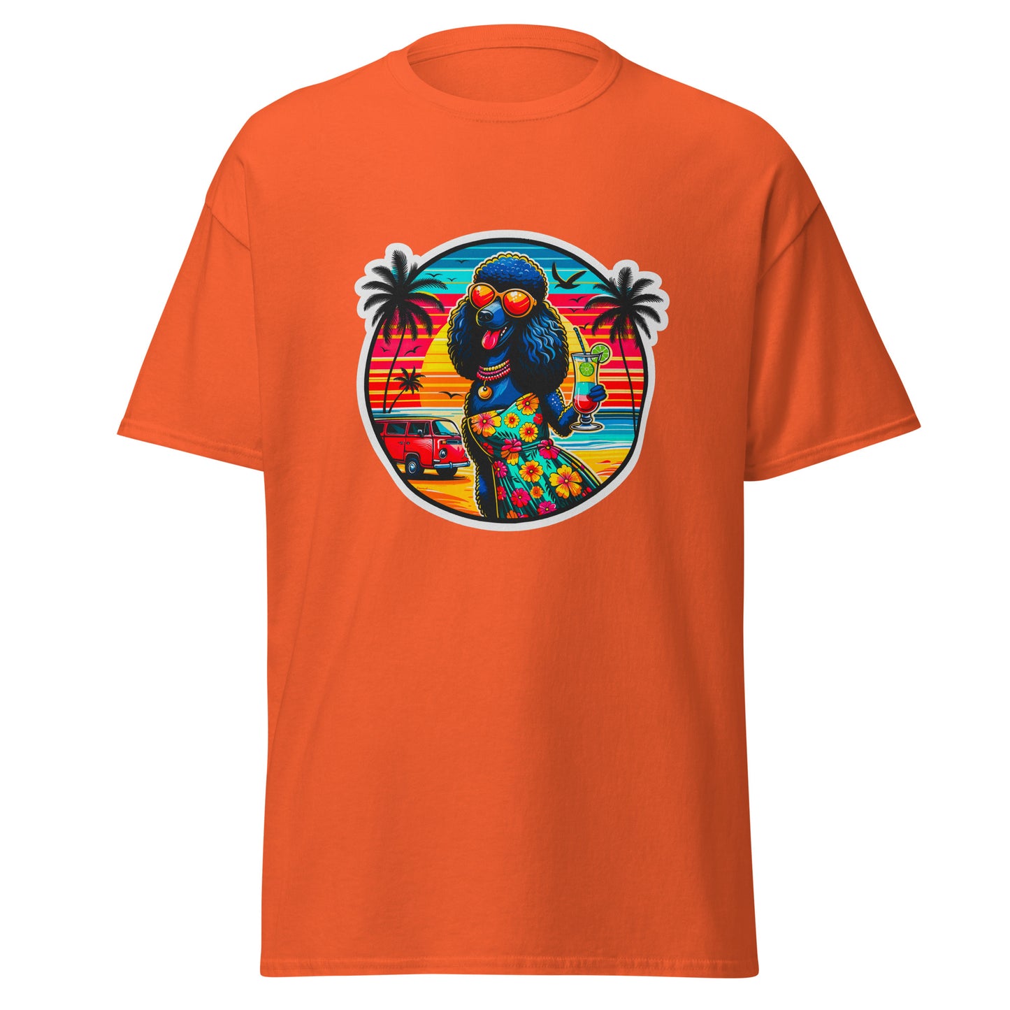 "Dogs On Vacation"-Kollektion - Schwarzer Großpudel (female) - Klassisches Unisex-T-Shirt - 13 verschiedene Farben