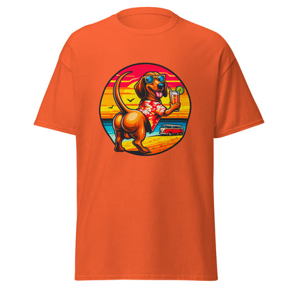 "Dogs On Vacation"-Kollektion - Muscle-Dachshund #2  - Klassisches Unisex-T-Shirt - 13 verschiedene Farben