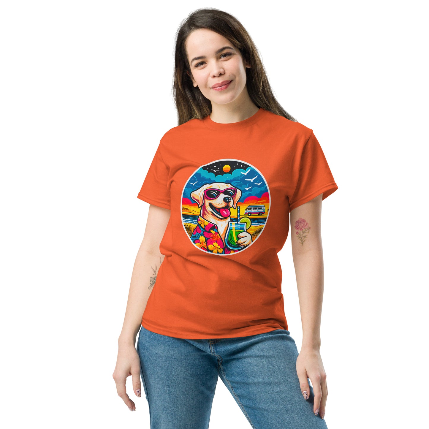 "Dogs On Vacation"-Kollektion - White Labbi - Klassisches Unisex-T-Shirt - 13 verschiedene Farben