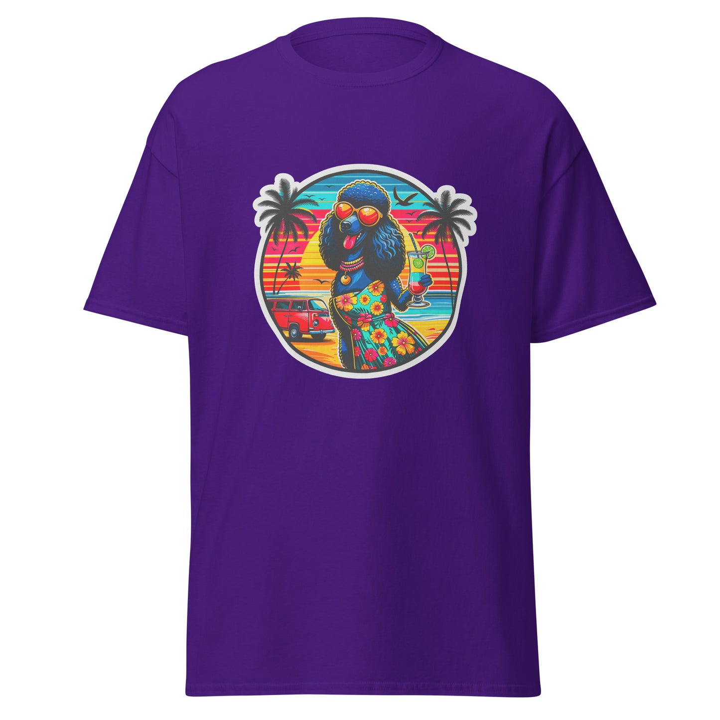 "Dogs On Vacation"-Kollektion - Schwarzer Großpudel (female) - Klassisches Unisex-T-Shirt - 13 verschiedene Farben