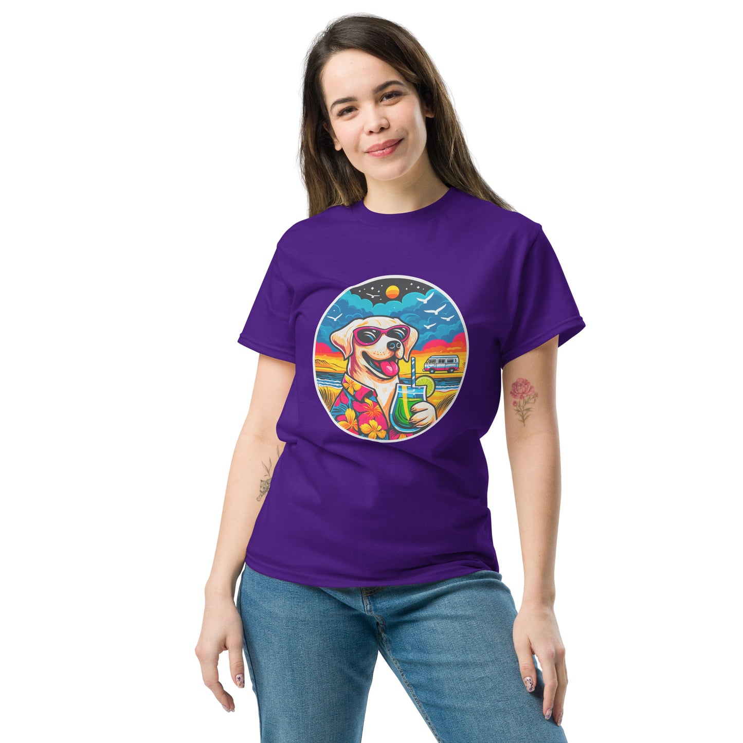 "Dogs On Vacation"-Kollektion - White Labbi - Klassisches Unisex-T-Shirt - 13 verschiedene Farben