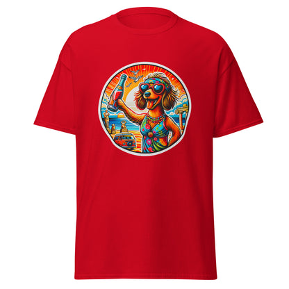 "Dogs On Vacation"-Kollektion - Dackel (female) - Klassisches Unisex-T-Shirt - 13 verschiedene Farben
