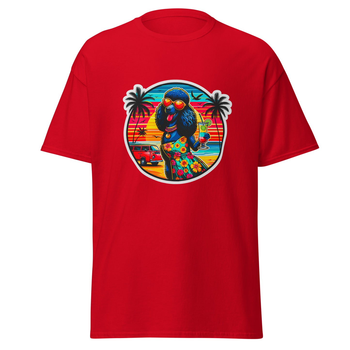 "Dogs On Vacation"-Kollektion - Schwarzer Großpudel (female) - Klassisches Unisex-T-Shirt - 13 verschiedene Farben