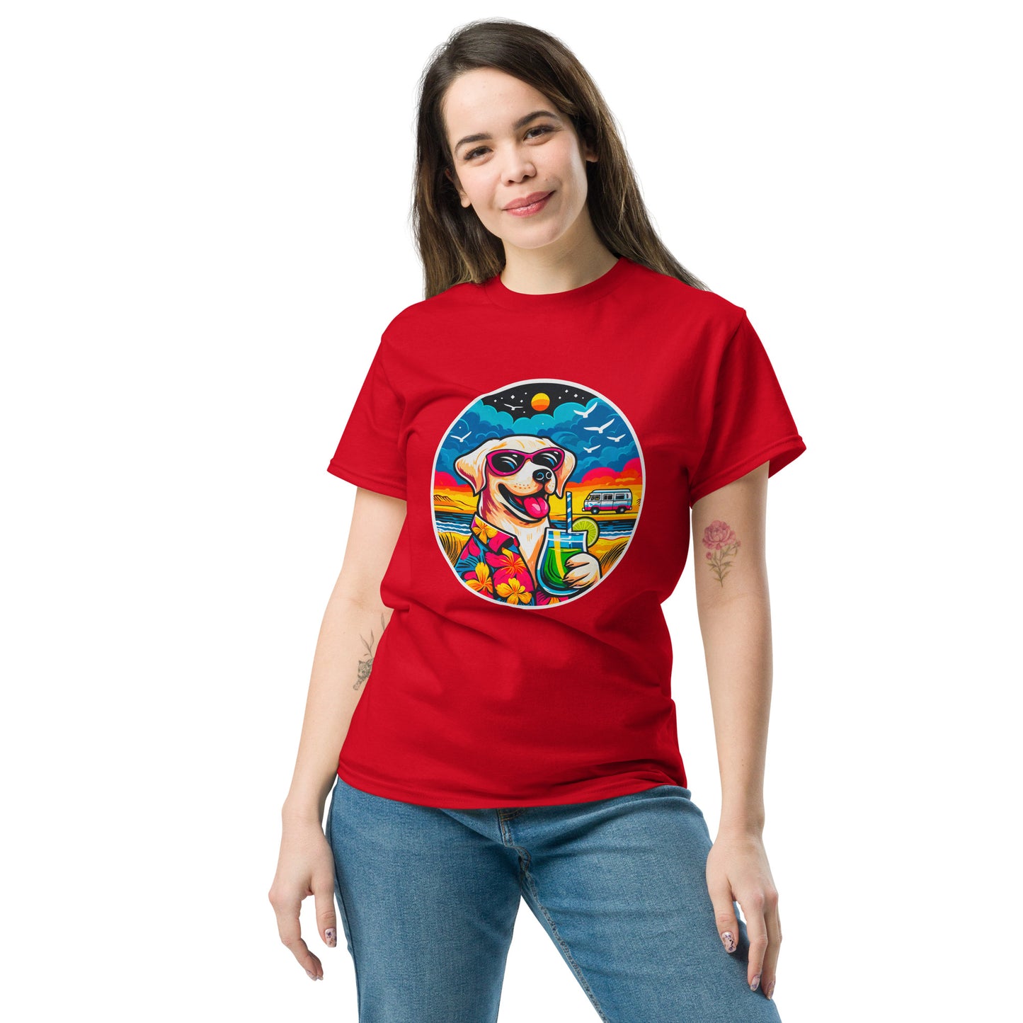 "Dogs On Vacation"-Kollektion - White Labbi - Klassisches Unisex-T-Shirt - 13 verschiedene Farben