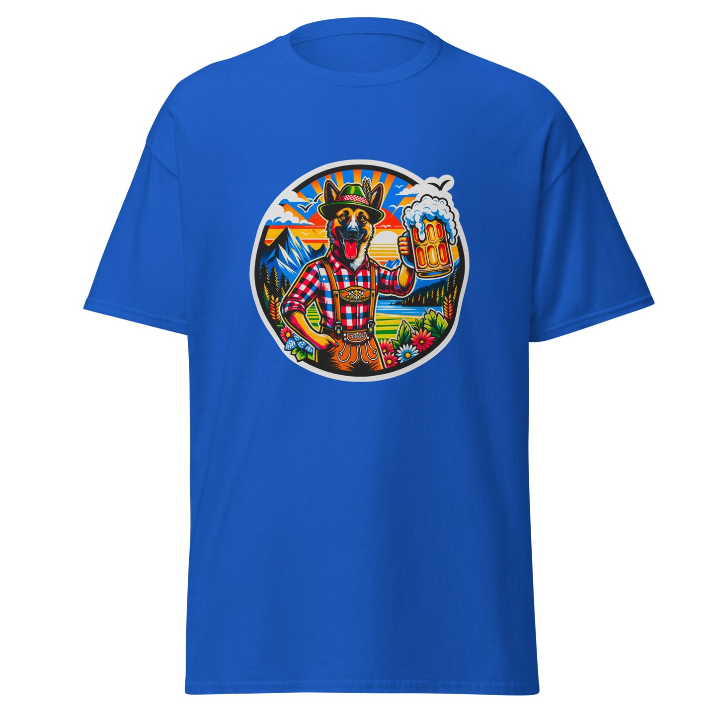 "Dogs On Vacation"-Kollektion - Schäferhund #1 (in Bavaria) - Klassisches Unisex-T-Shirt - 13 verschiedene Farben
