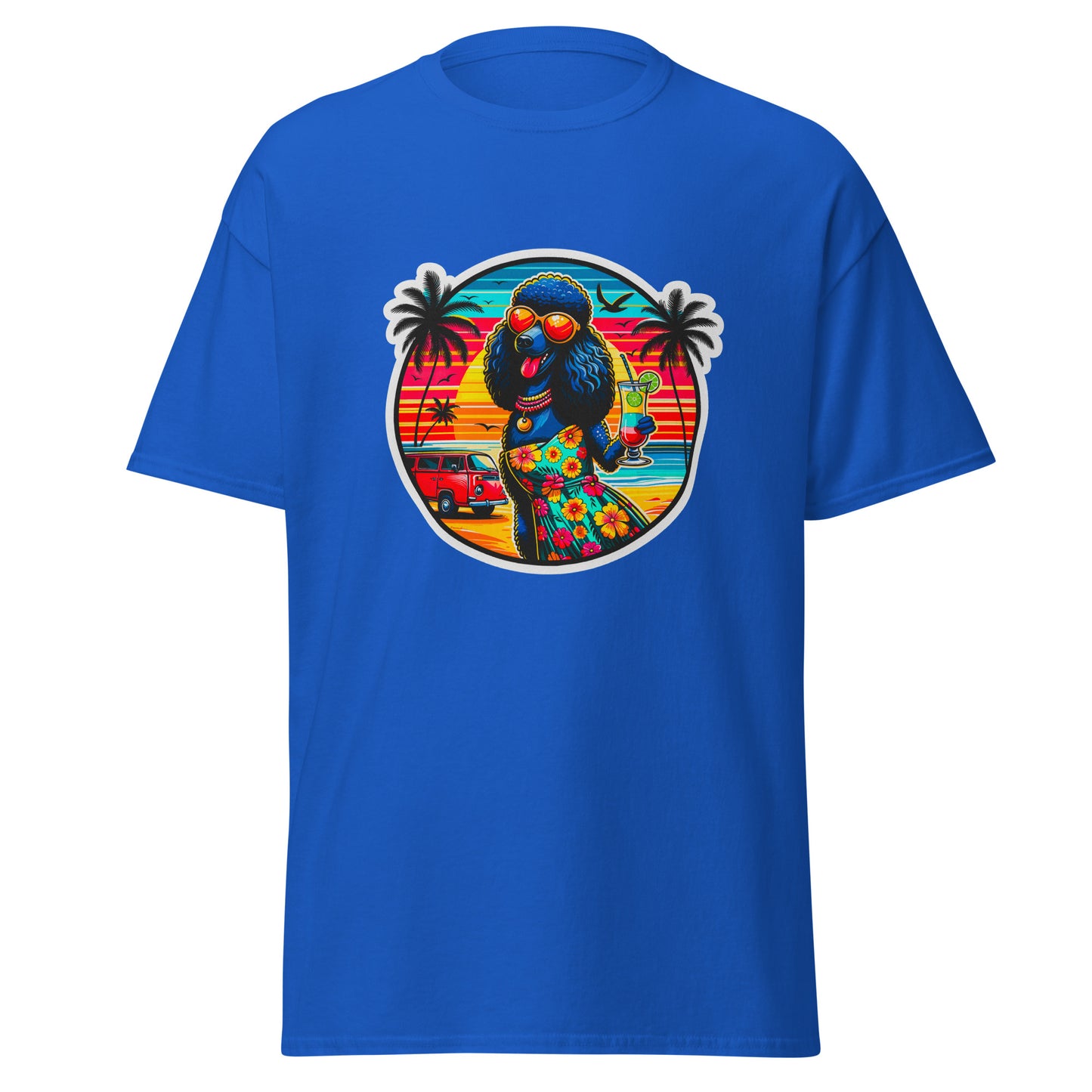 "Dogs On Vacation"-Kollektion - Schwarzer Großpudel (female) - Klassisches Unisex-T-Shirt - 13 verschiedene Farben