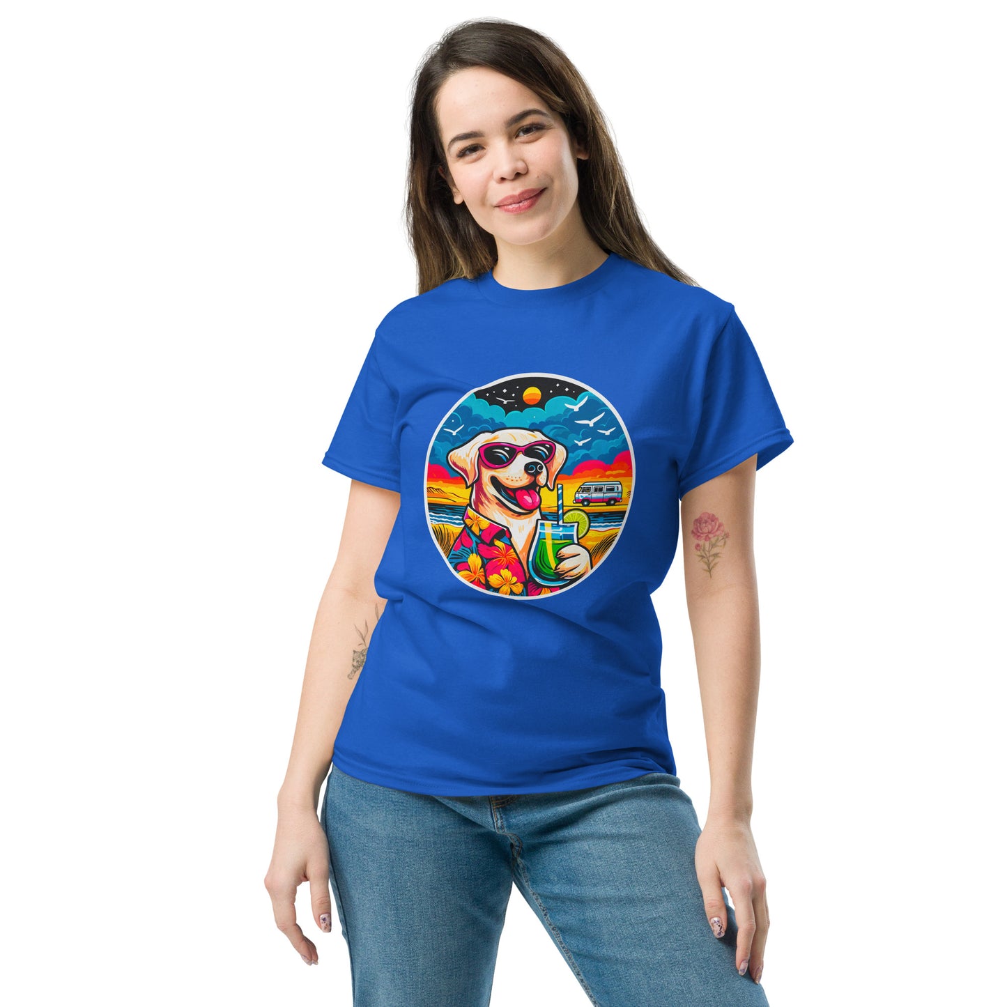 "Dogs On Vacation"-Kollektion - White Labbi - Klassisches Unisex-T-Shirt - 13 verschiedene Farben