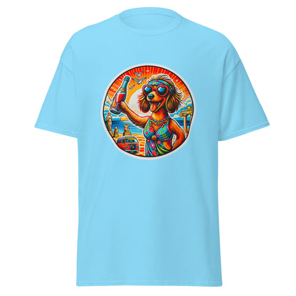 "Dogs On Vacation"-Kollektion - Dackel (female) - Klassisches Unisex-T-Shirt - 13 verschiedene Farben