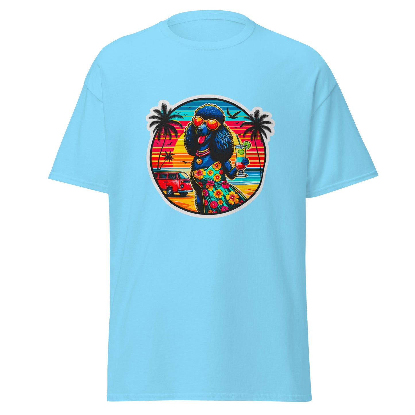 "Dogs On Vacation"-Kollektion - Schwarzer Großpudel (female) - Klassisches Unisex-T-Shirt - 13 verschiedene Farben