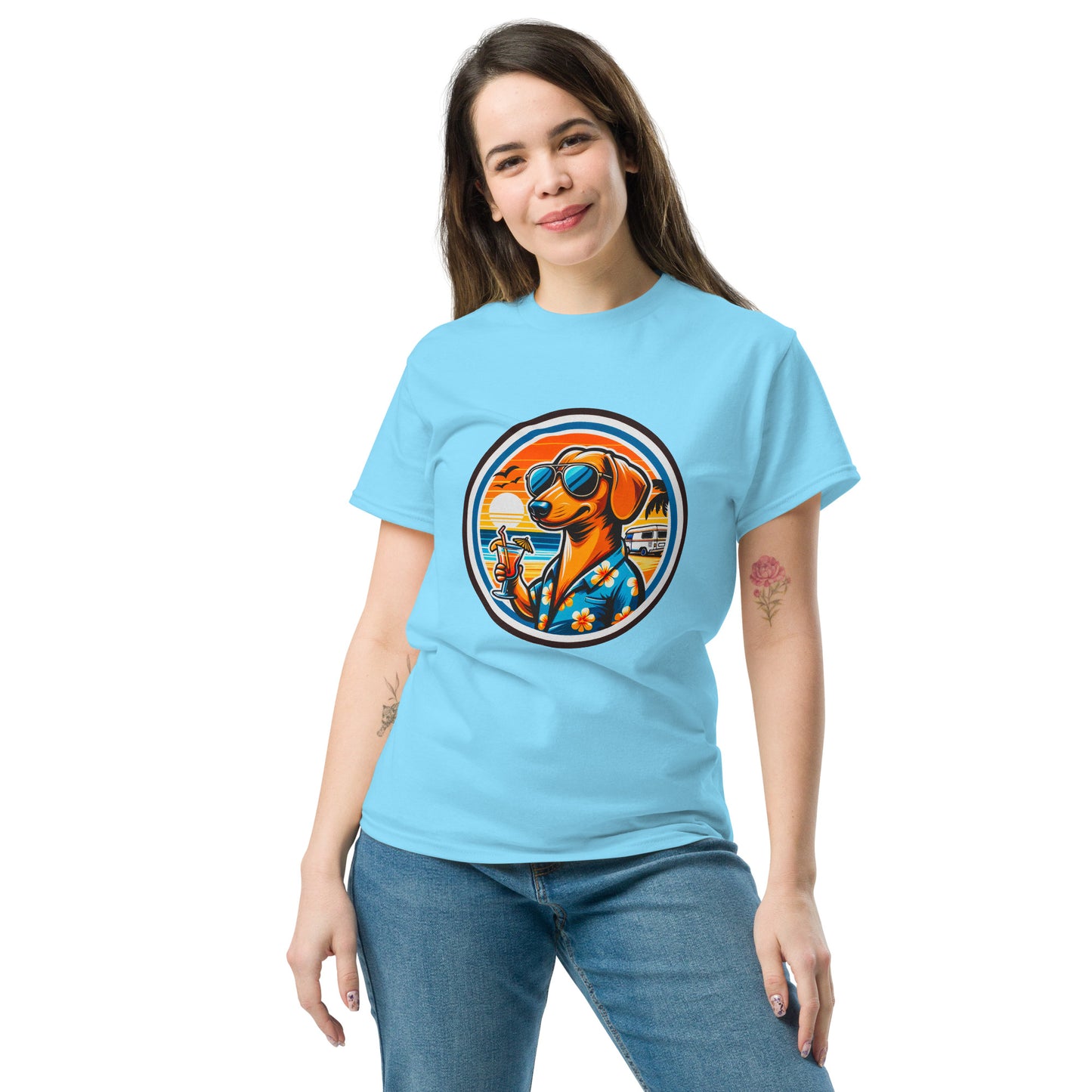 "Dogs On Vacation"-Kollektion - Cool Dachshund - Klassisches Unisex-T-Shirt - 13 verschiedene Farben