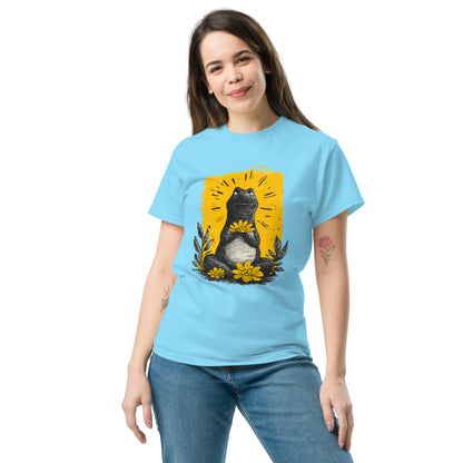"YELLOW!" - Meditating Dino - Klassisches Unisex T-Shirt - in 4 Farben