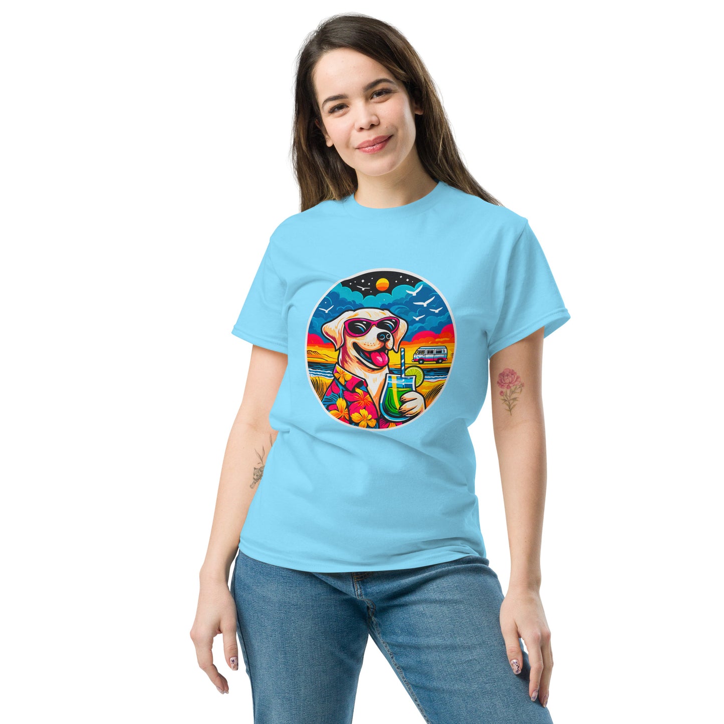 "Dogs On Vacation"-Kollektion - White Labbi - Klassisches Unisex-T-Shirt - 13 verschiedene Farben