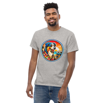 "Dogs On Vacation"-Kollektion - Australian Shepherd #5 (Tricolor) - Klassisches Unisex-T-Shirt - 13 verschiedene Farben