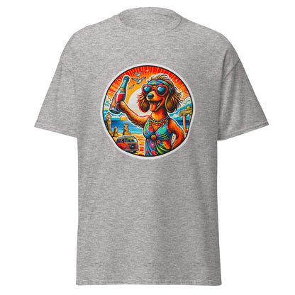 "Dogs On Vacation"-Kollektion - Dackel (female) - Klassisches Unisex-T-Shirt - 13 verschiedene Farben