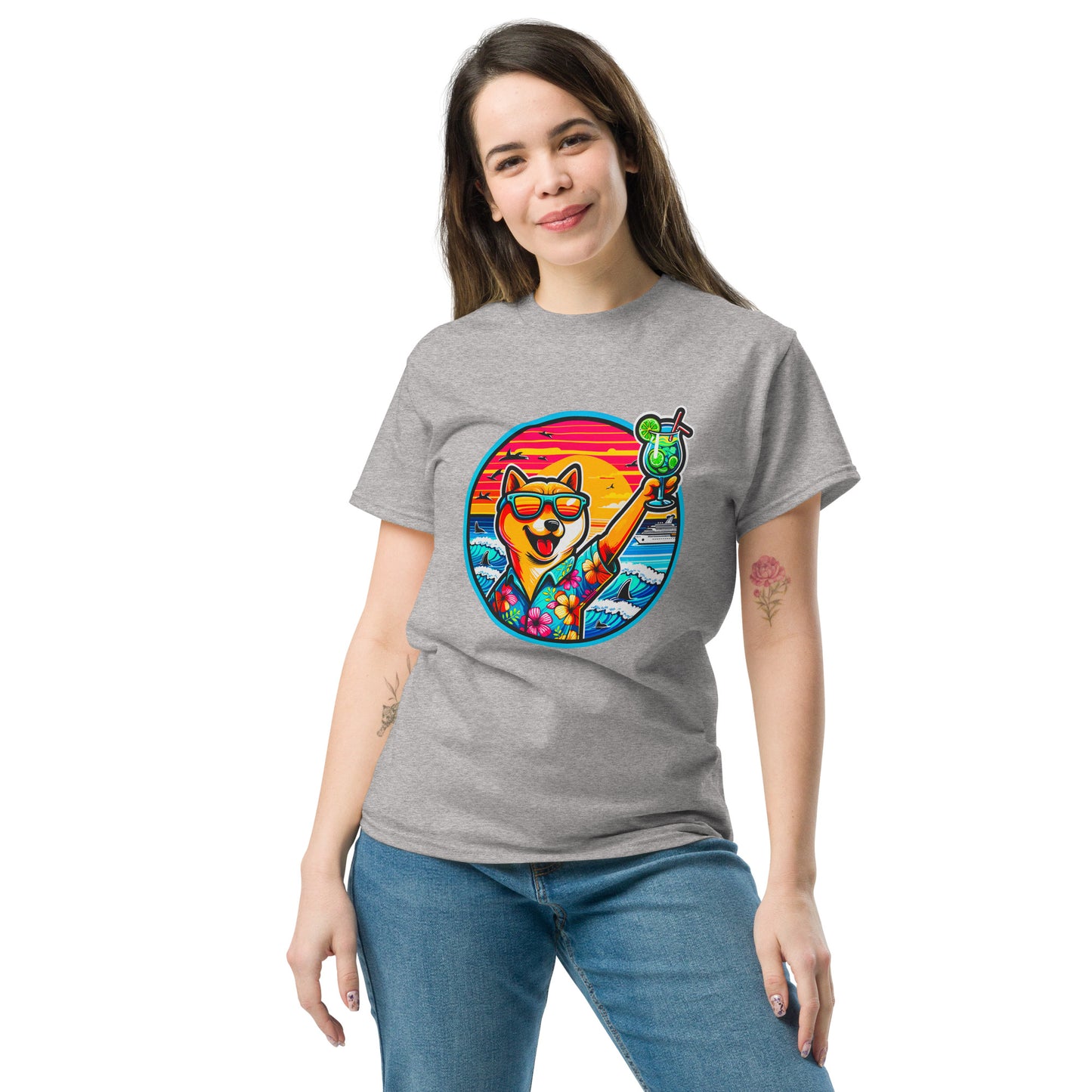 "Dogs On Vacation"-Kollektion - Shiba Inu - Klassisches Unisex-T-Shirt - 13 verschiedene Farben