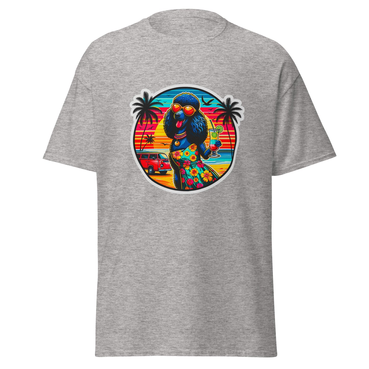 "Dogs On Vacation"-Kollektion - Schwarzer Großpudel (female) - Klassisches Unisex-T-Shirt - 13 verschiedene Farben