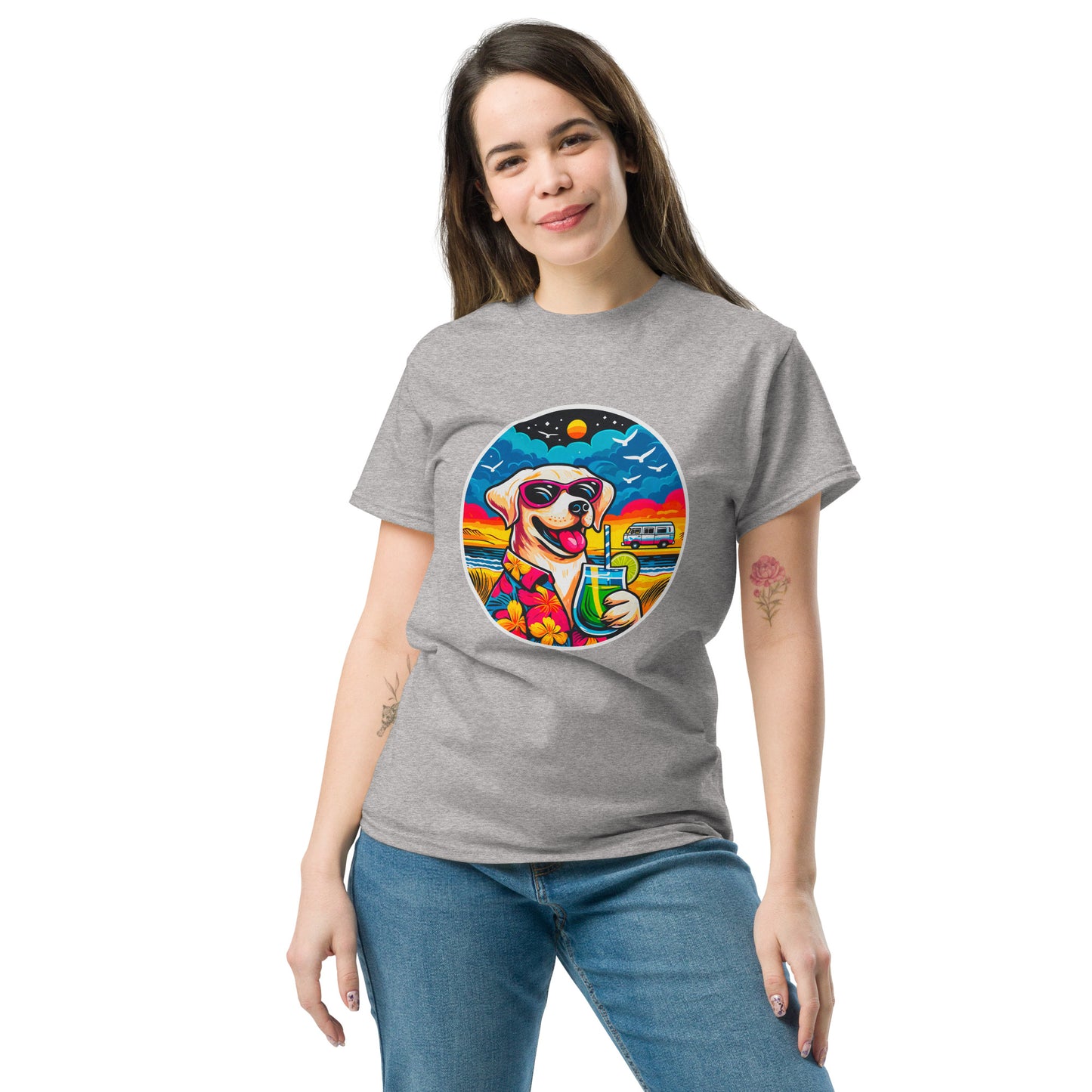 "Dogs On Vacation"-Kollektion - White Labbi - Klassisches Unisex-T-Shirt - 13 verschiedene Farben