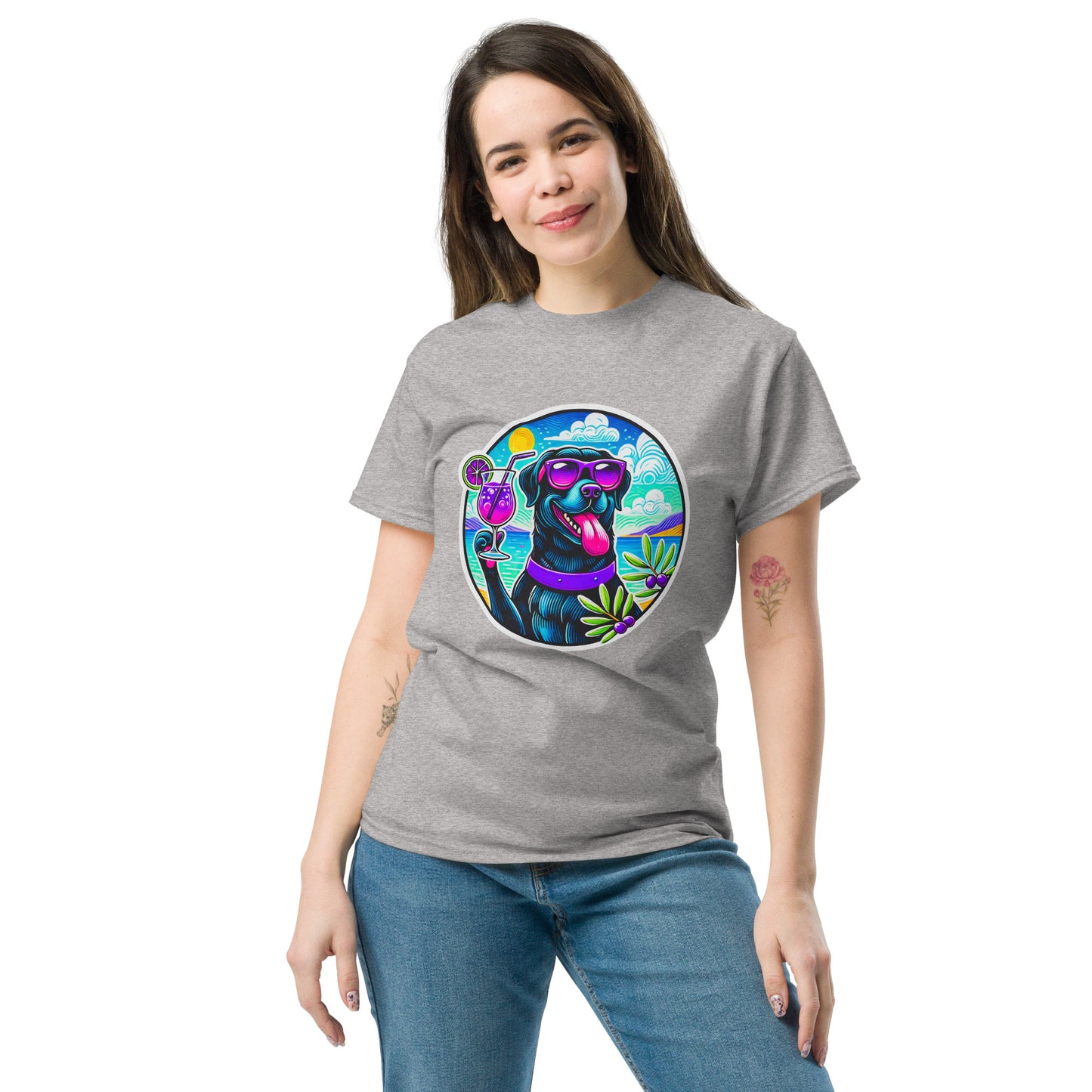 "Dogs On Vacation"-Kollektion - Black Labbi #3 - Klassisches Unisex-T-Shirt - 13 verschiedene Farben