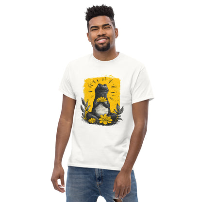 "YELLOW!" - Meditating Dino - Klassisches Unisex T-Shirt - in 4 Farben
