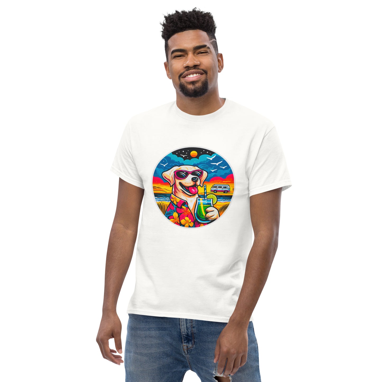 "Dogs On Vacation"-Kollektion - White Labbi - Klassisches Unisex-T-Shirt - 13 verschiedene Farben