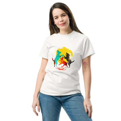 "Playing dogs" - Klassisches Unisex-T-Shirt - Weiß