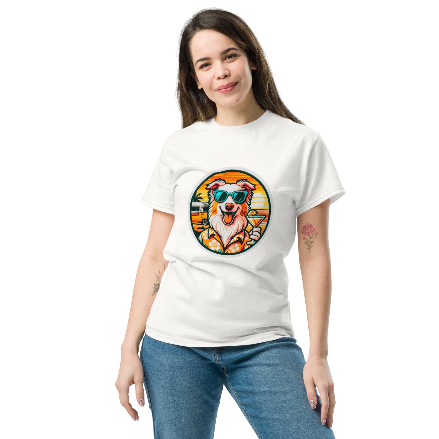 "Dogs On Vacation"-Kollektion - Australian Shepherd #1 - Klassisches Unisex-T-Shirt - 13 verschiedene Farben