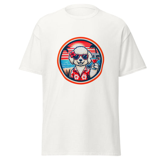 "Dogs On Vacation"-Kollektion - White Poodle - Klassisches Unisex-T-Shirt - 13 verschiedene Farben