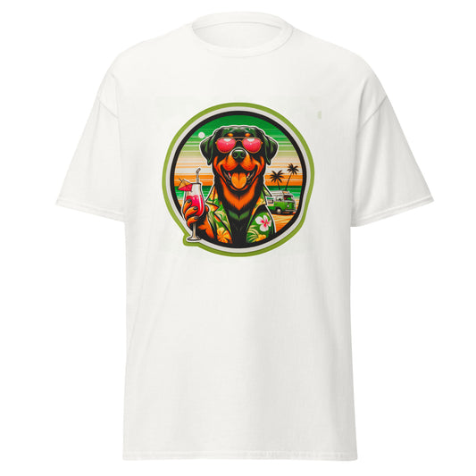 "Dogs On Vacation"-Kollektion - Rottweiler - Klassisches Unisex-T-Shirt - 13 verschiedene Farben