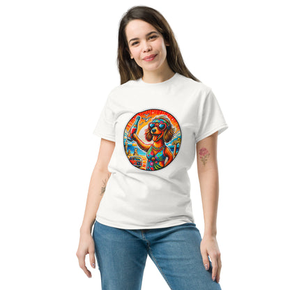 "Dogs On Vacation"-Kollektion - Dackel (female) - Klassisches Unisex-T-Shirt - 13 verschiedene Farben