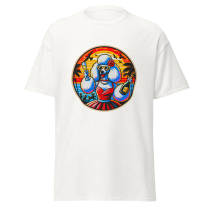 "Dogs On Vacation"-Kollektion - Weißer Großpudel (female) - Klassisches Unisex-T-Shirt - 13 verschiedene Farben