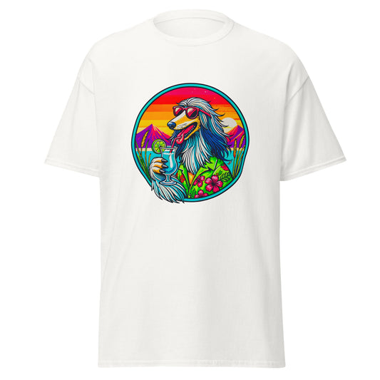 "Dogs On Vacation"-Kollektion - Afghane - Klassisches Unisex-T-Shirt - 13 verschiedene Farben
