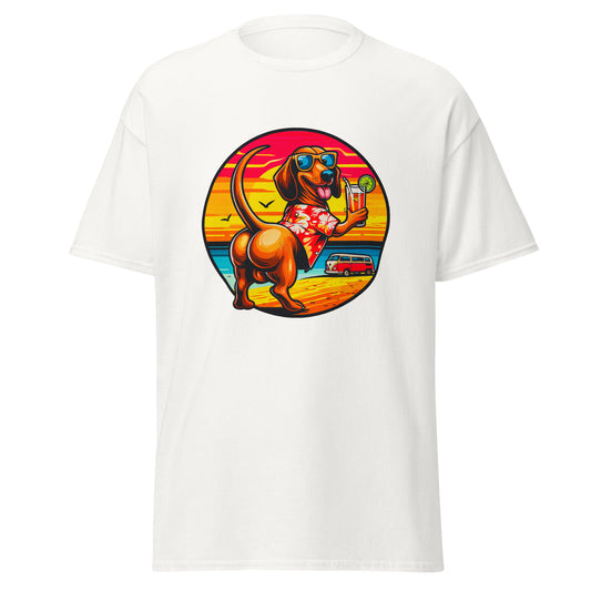 "Dogs On Vacation"-Kollektion - Muscle-Dachshund #2  - Klassisches Unisex-T-Shirt - 13 verschiedene Farben