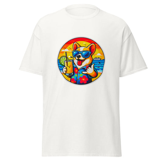 "Dogs On Vacation"-Kollektion - Corgi - Klassisches Unisex-T-Shirt - 13 verschiedene Farben