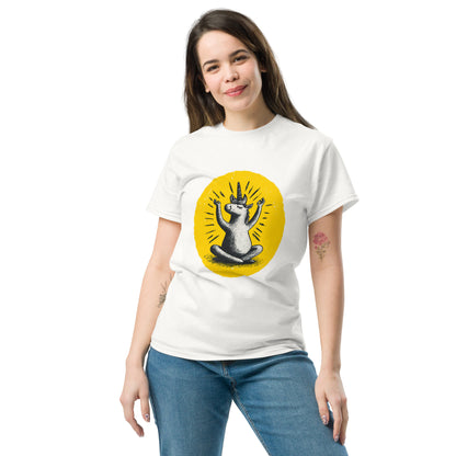 "YELLOW!" - Yoga-Unicorn - Klassisches Unisex T-Shirt - in 4 Farben