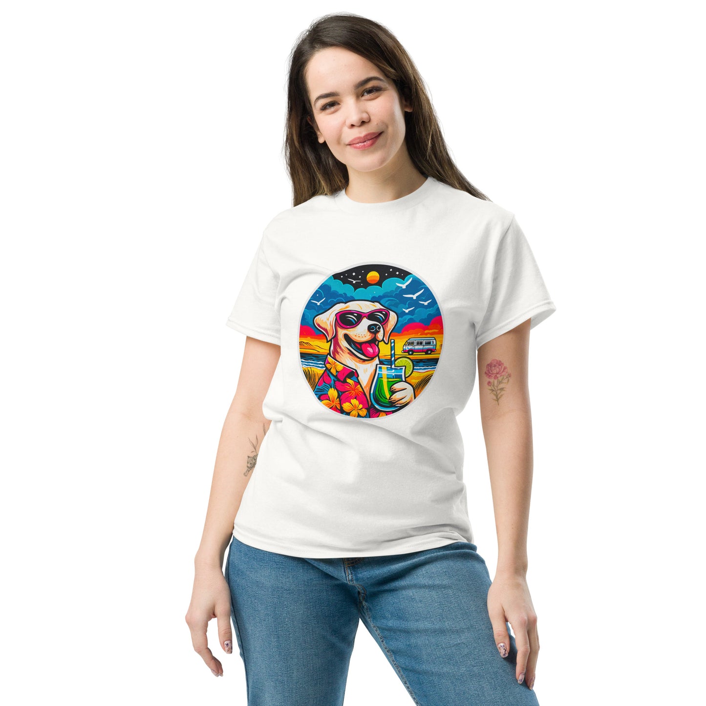 "Dogs On Vacation"-Kollektion - White Labbi - Klassisches Unisex-T-Shirt - 13 verschiedene Farben
