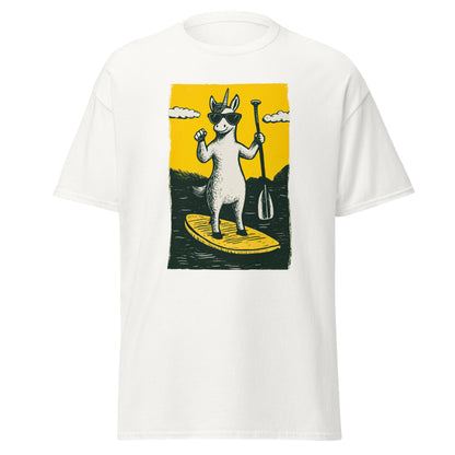 "YELLOW!" - Unicorn on a SUP! - Klassisches Unisex T-Shirt - in 4 Farben