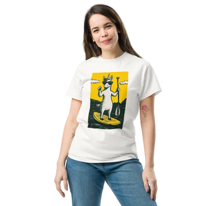 "YELLOW!" - Unicorn on a SUP! - Klassisches Unisex T-Shirt - in 4 Farben
