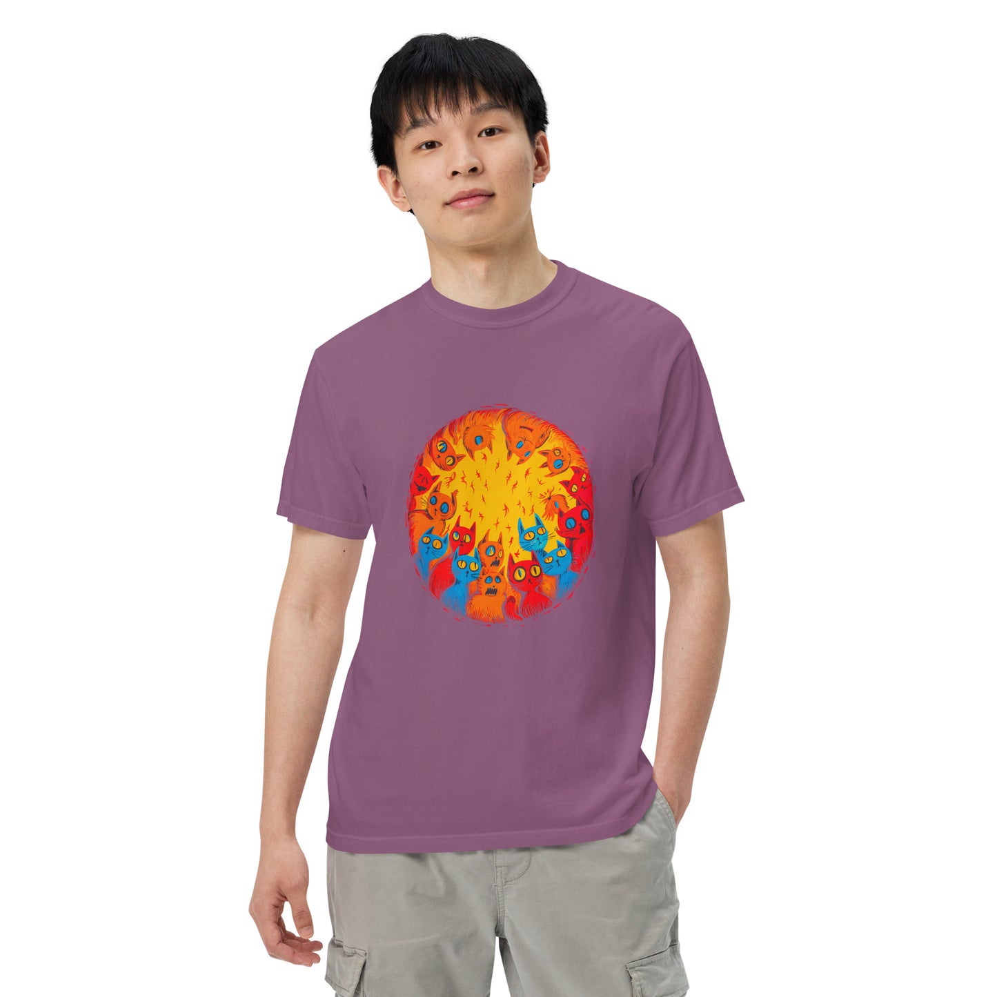 Halloween-Kollektion 2024 - No. B 4  - Schweres textilgefärbtes Unisex-T-Shirt - in 6 Farben