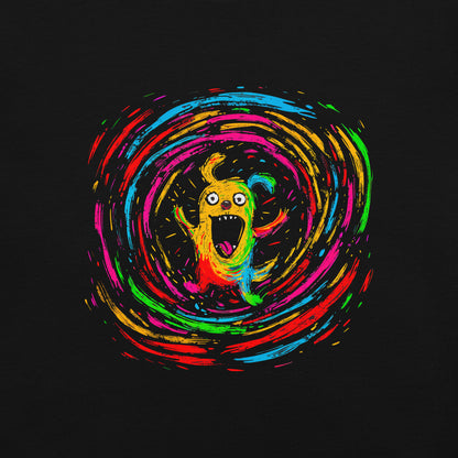 "Neon Dogs" #4 - Schweres textilgefärbtes Unisex-T-Shirt mit DTF-Foliendruck - Schwarz und Navy-Blau