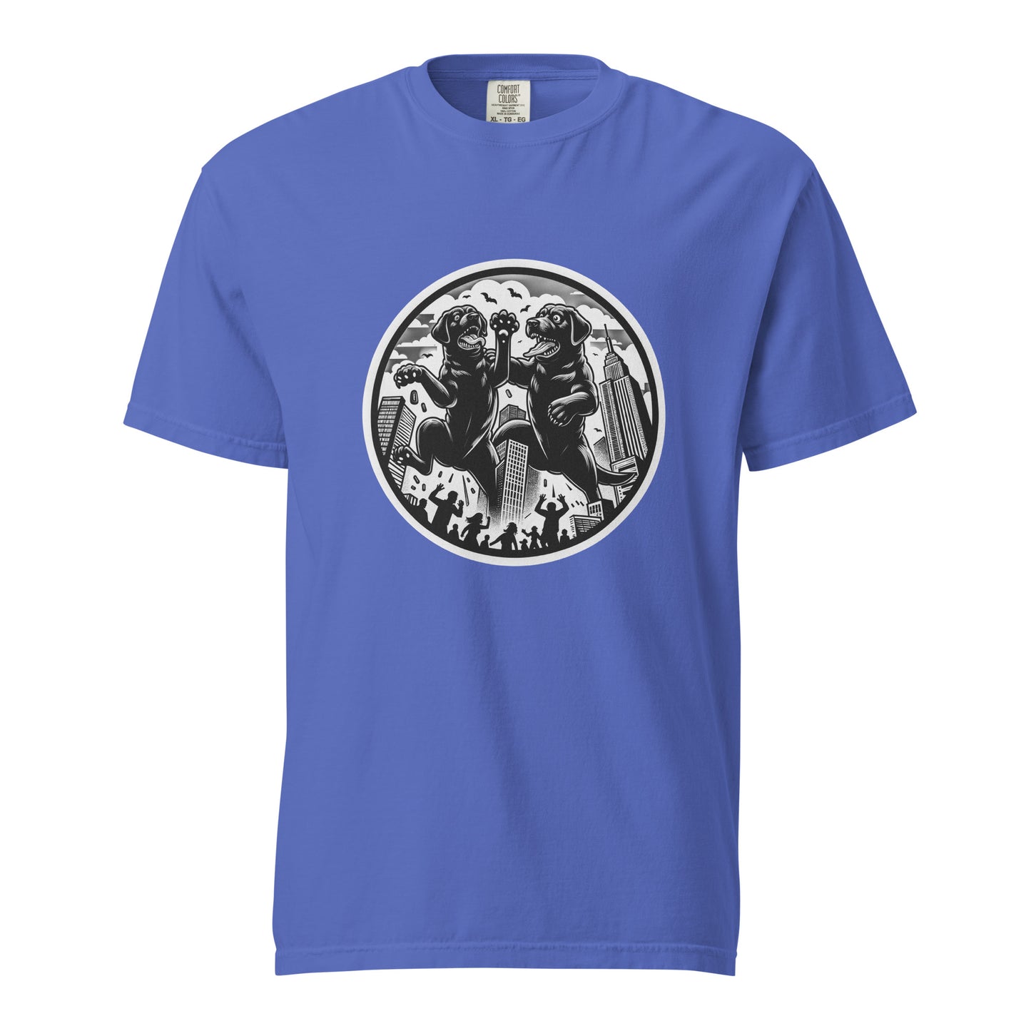 "Labbi Havoc!" - Schweres textilgefärbtes Unisex-T-Shirt - Flo Blue